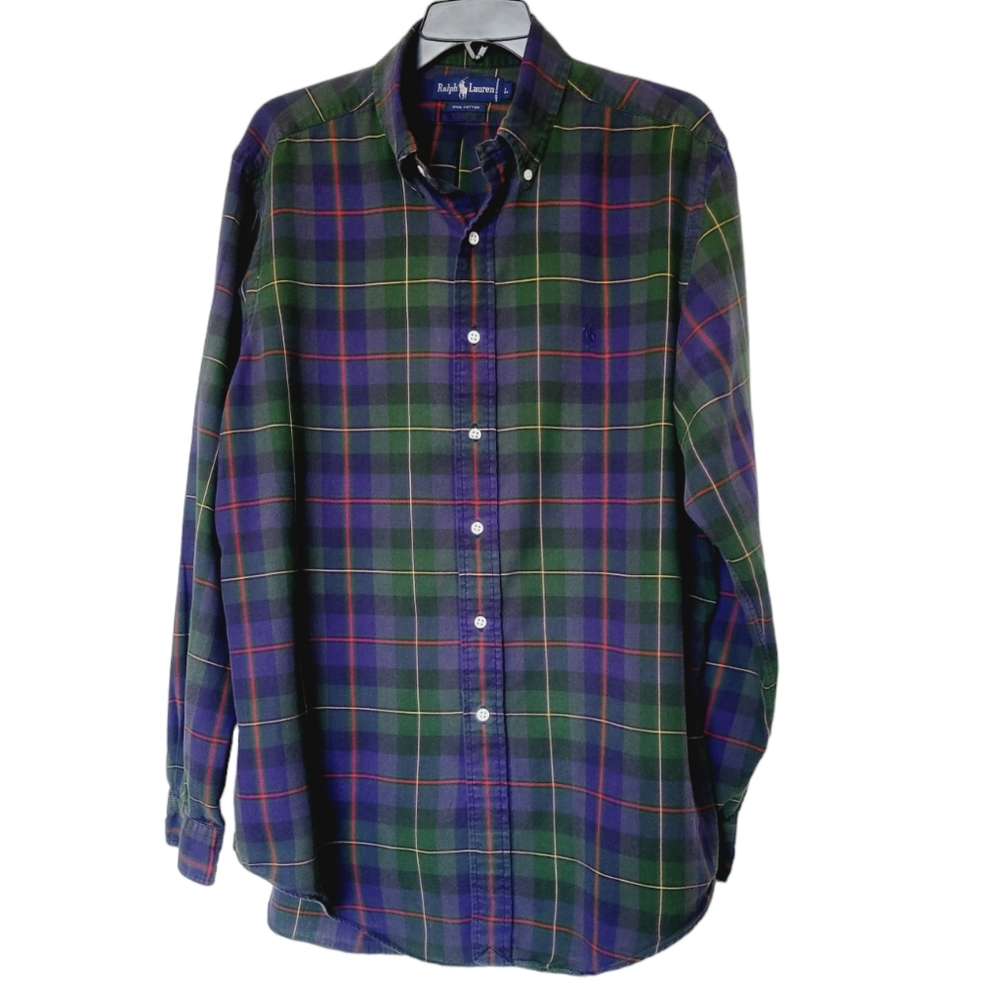 Ralph Lauren Cotton Plaid Button-down Shirt - Picture 1 of 8